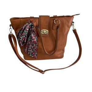 Elegant Brown Faux Leather Weekend Bag